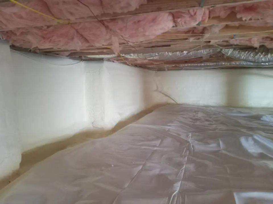 Crawl space encapsulation with closed-cell spray foam for Flat Roof Repair in Geneva